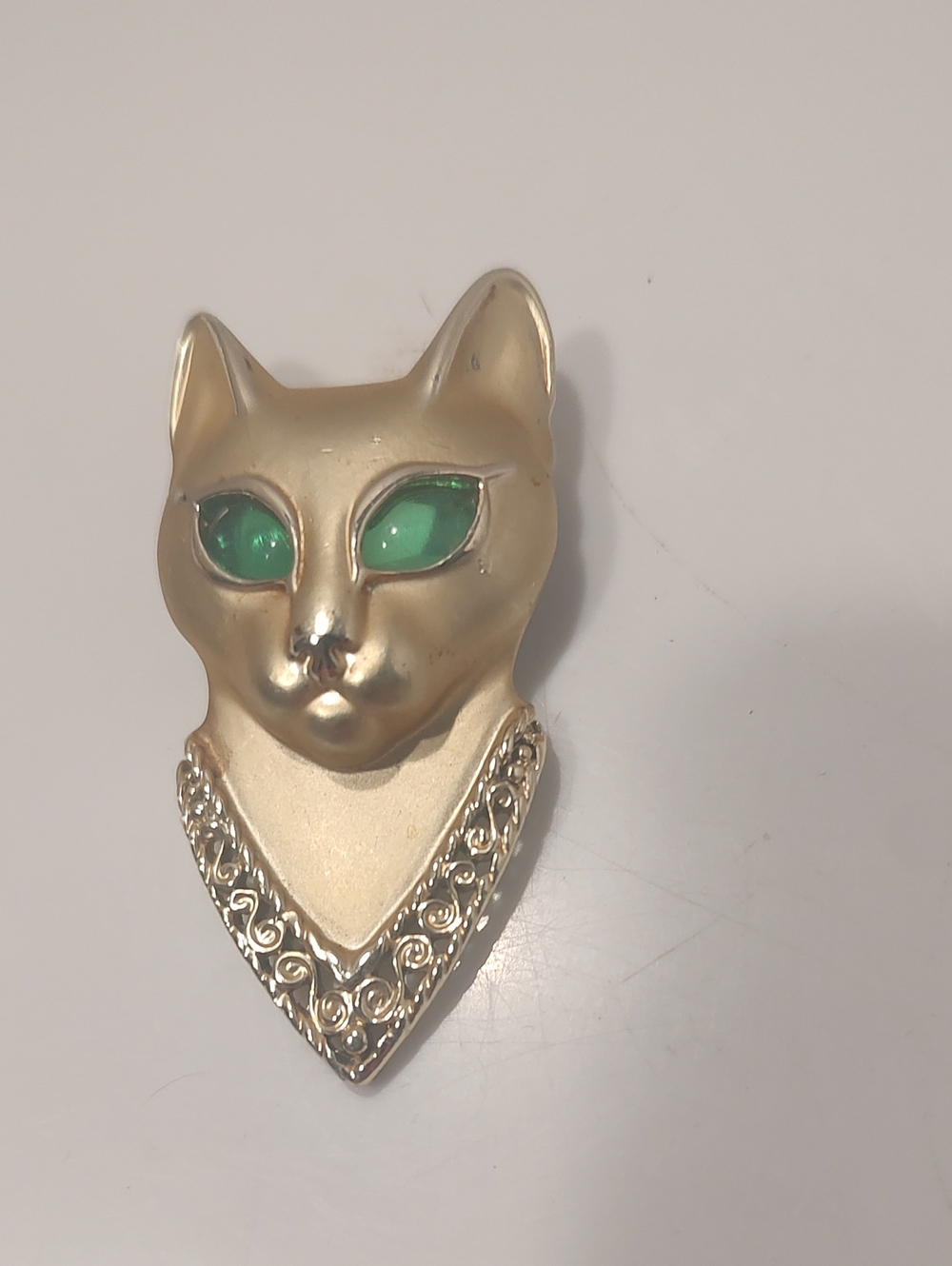 Vintage AJC Egyptian-style cat head brooch